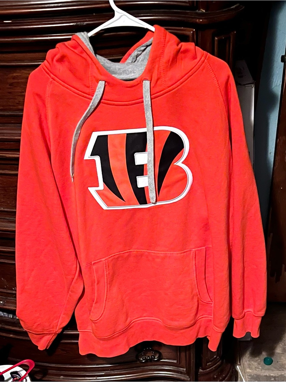 Mens XL Orange Antigua Cincinnati Bengals Red Pullover Hoodie Sweatshirt